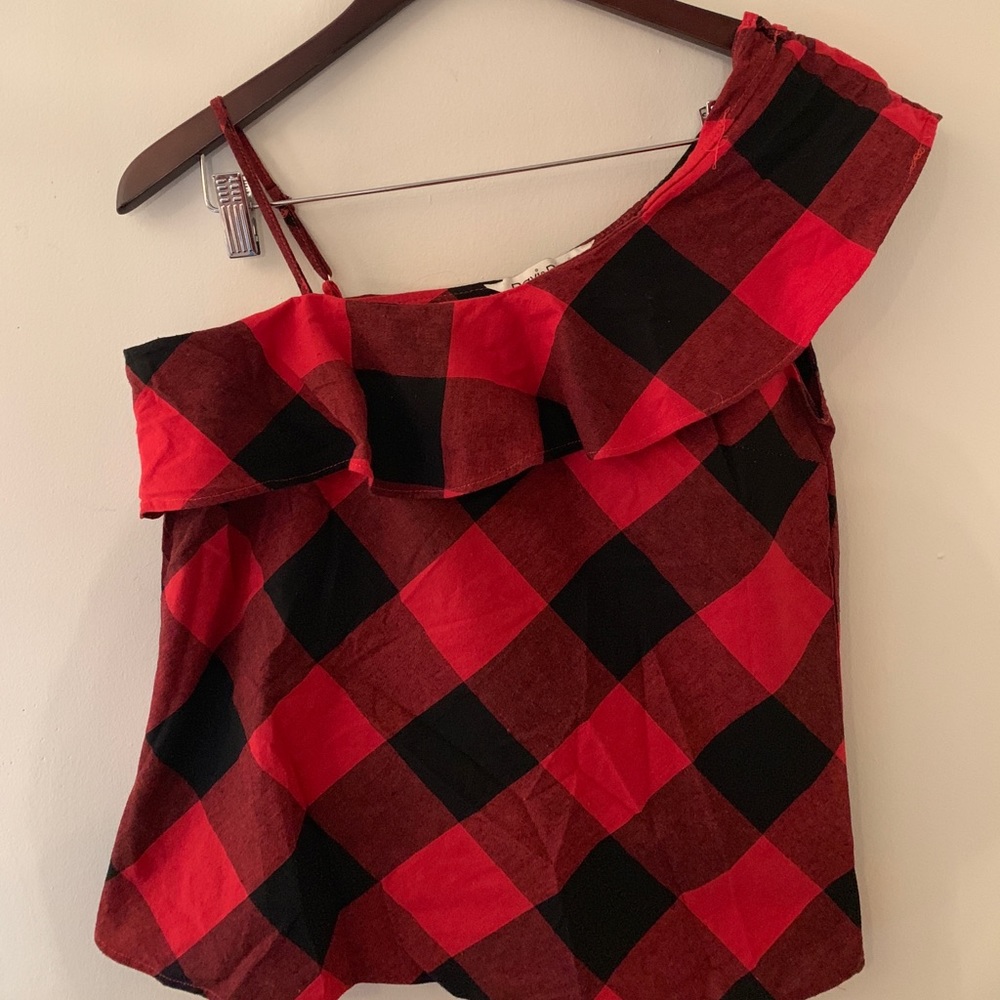 Red and Black Check Top